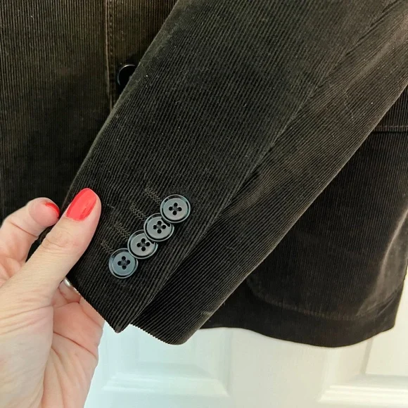 Express Men's Deep Brown Fitted Corduroy Blazer Jacket - Picture 5 of 10